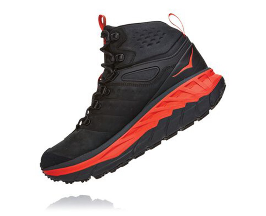 Hiking Boots Mens - Hoka One One Stinson Mid GORE-TEX - Black - PNBDZHR-37